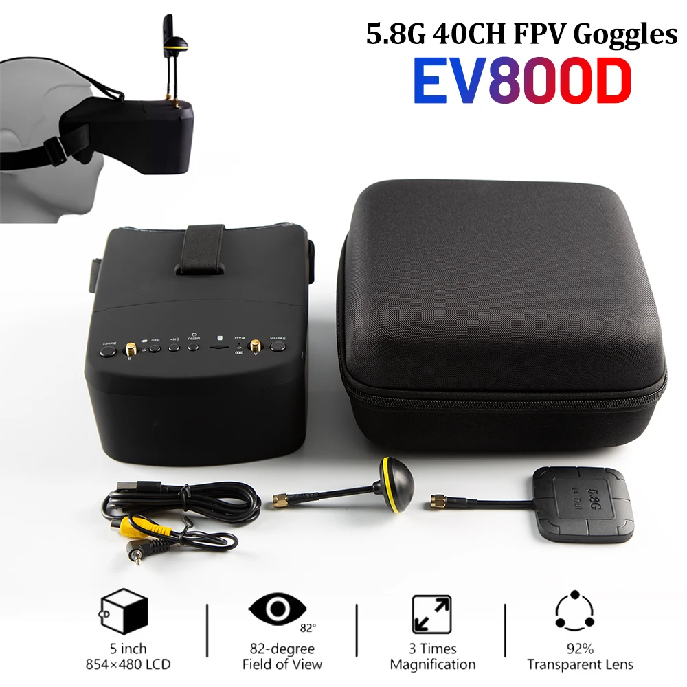 SkyDElEV800D 5 Inch 800*480 FP - Fpv Goggles Headset 评论和价格
