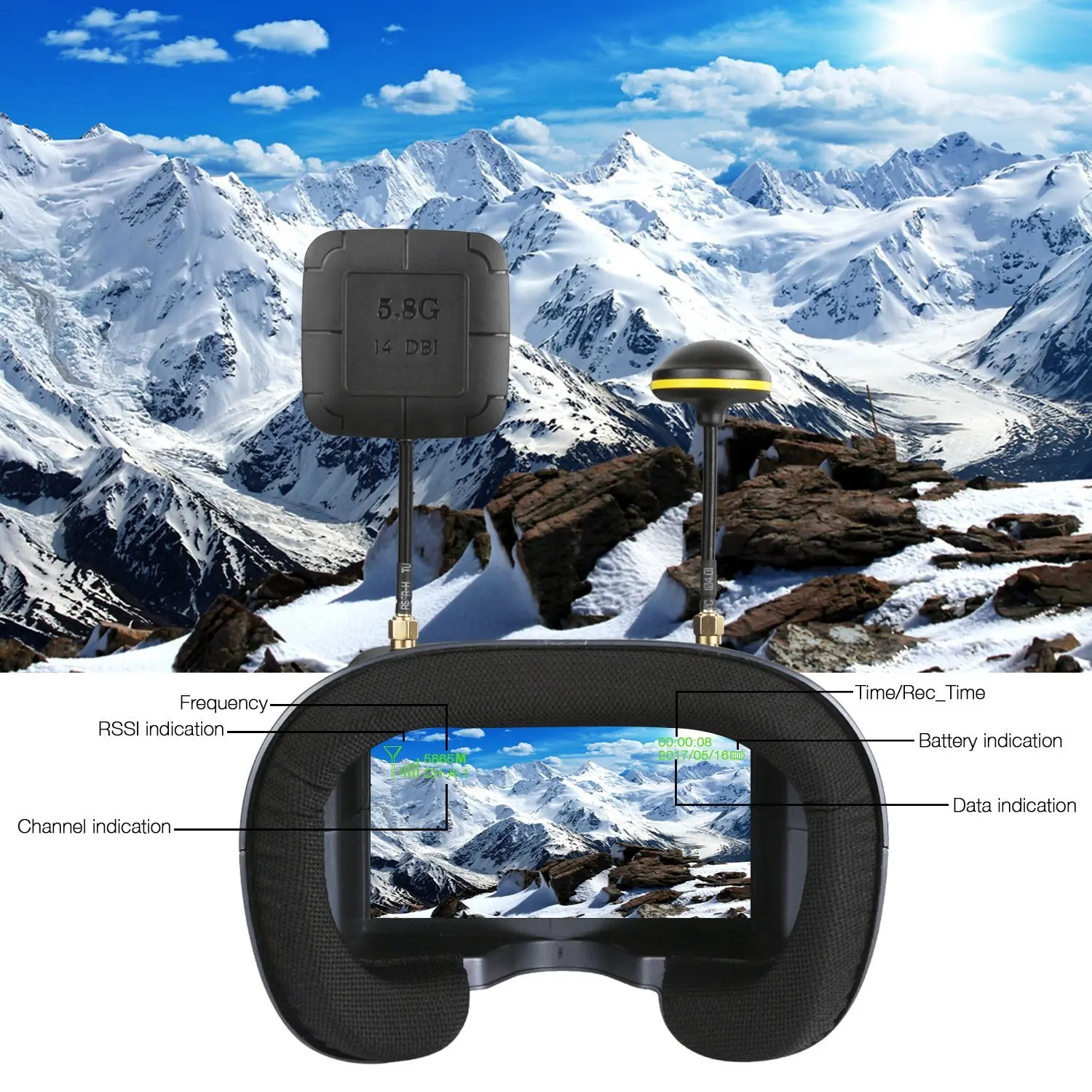 5.8G 40CH 4.3 Inch 800*480 Vid - Fpv Goggles Headset 评论和价格