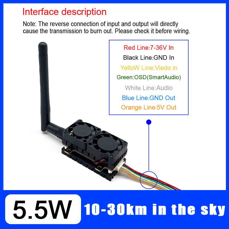Long Range 5.8GHz 5.5W Video T - Vtx Video Transmitter 评论和价格