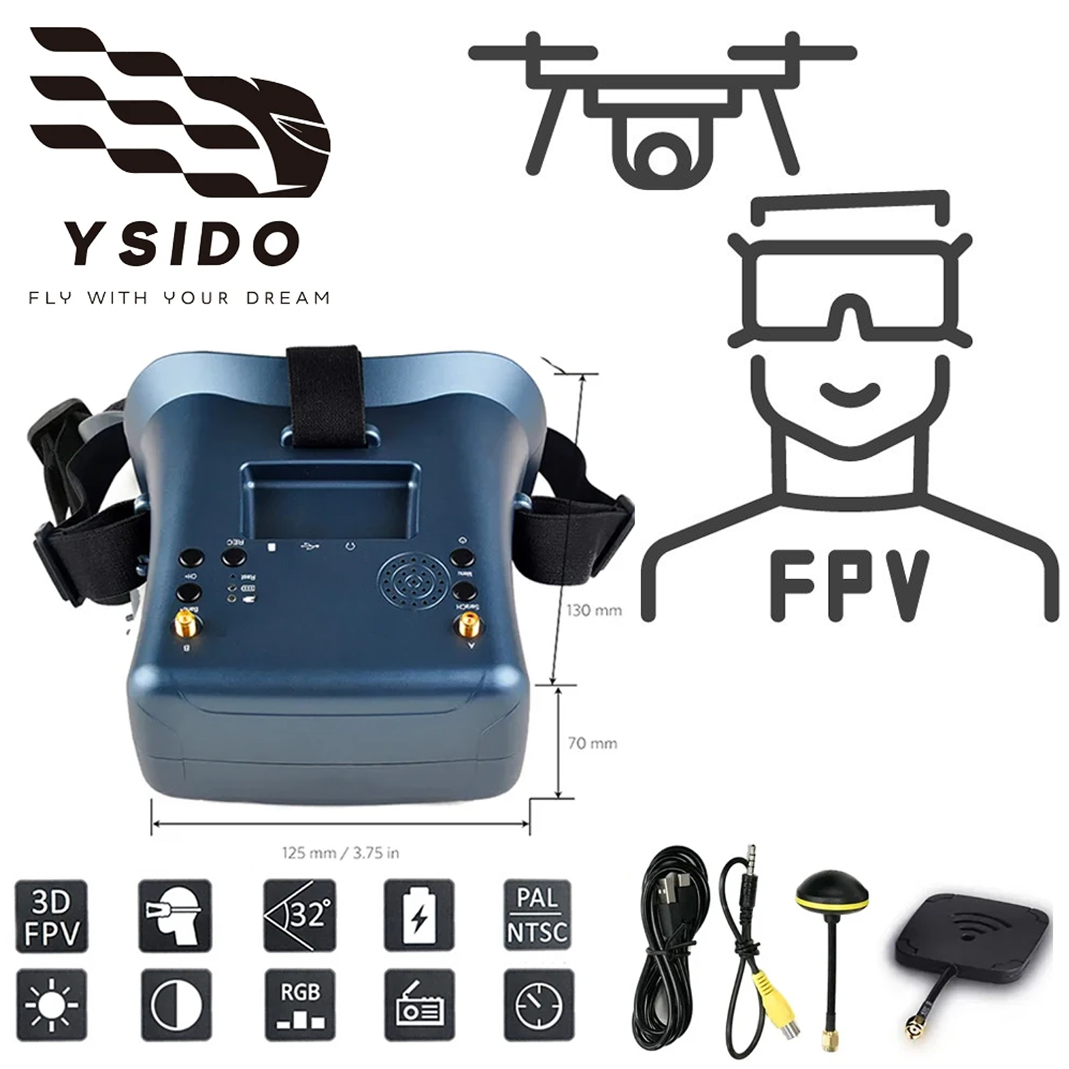 FPV Goggles 008D 5.8G 40CH 4.3 - Fpv Goggles Headset 评论和价格